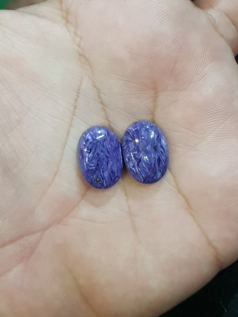 Purple Charoite Oval Shape 15x11 mm Match Pair Loose Gemstone LP11009 16.50 Cts