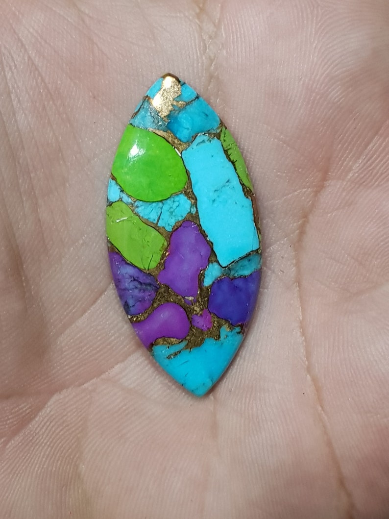 Multi Copper Turquoise Cushion Shape 44 X 20 X 5 mm Loose Gemstone LS11012 32.30 Cts