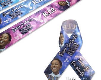 Memorial Ribbons with Photo | Funeral Favors Clouds and Doves | Celebration of Life Ribbon Keepsake Personalized Sympathy Ribbon Custom