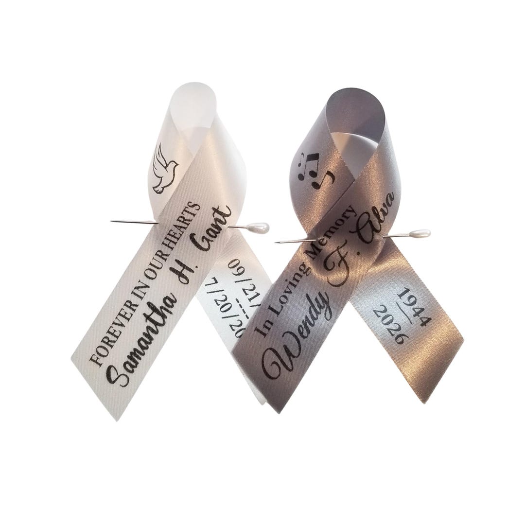Personalized Memorial Ribbon - Funeral Ribbon With Name and Dates ...