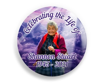 Custom Memorial Photo Buttons or Magnets | Celebration of Life Funeral Keepsakes | In Loving Memory Gifts