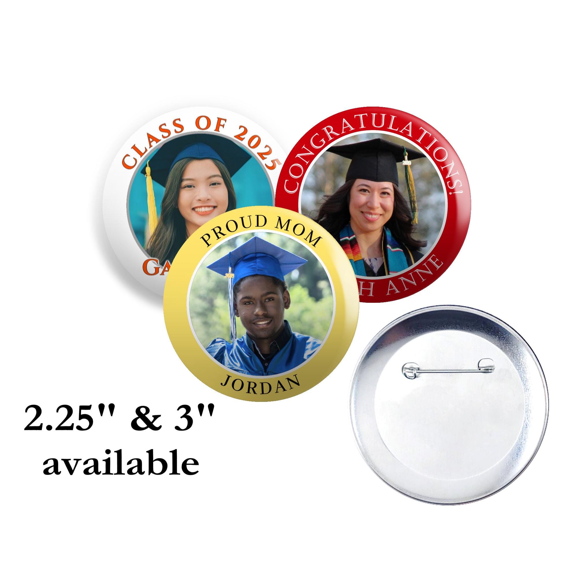 Class Of 2025, 2.25" Pin Back Button, Graduation Buttons, Graduate Gift, Senior Class Highschool, College Grad, Grad Favor Cap & Tassel Pins