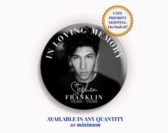 In Loving Memory, Rest In Peace, 2.25" or 3" Pin Back Button