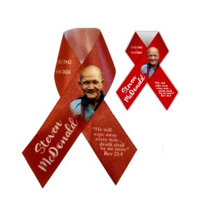 Personalized Memorial Ribbons, Custom Funeral Ribbons, Bereavement Ribbons, 1&quot; with Quote or Scripture