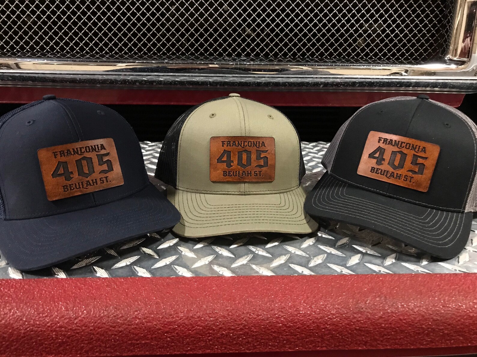 Fire Department Leather Patch Trucker Hat Custom Etsy