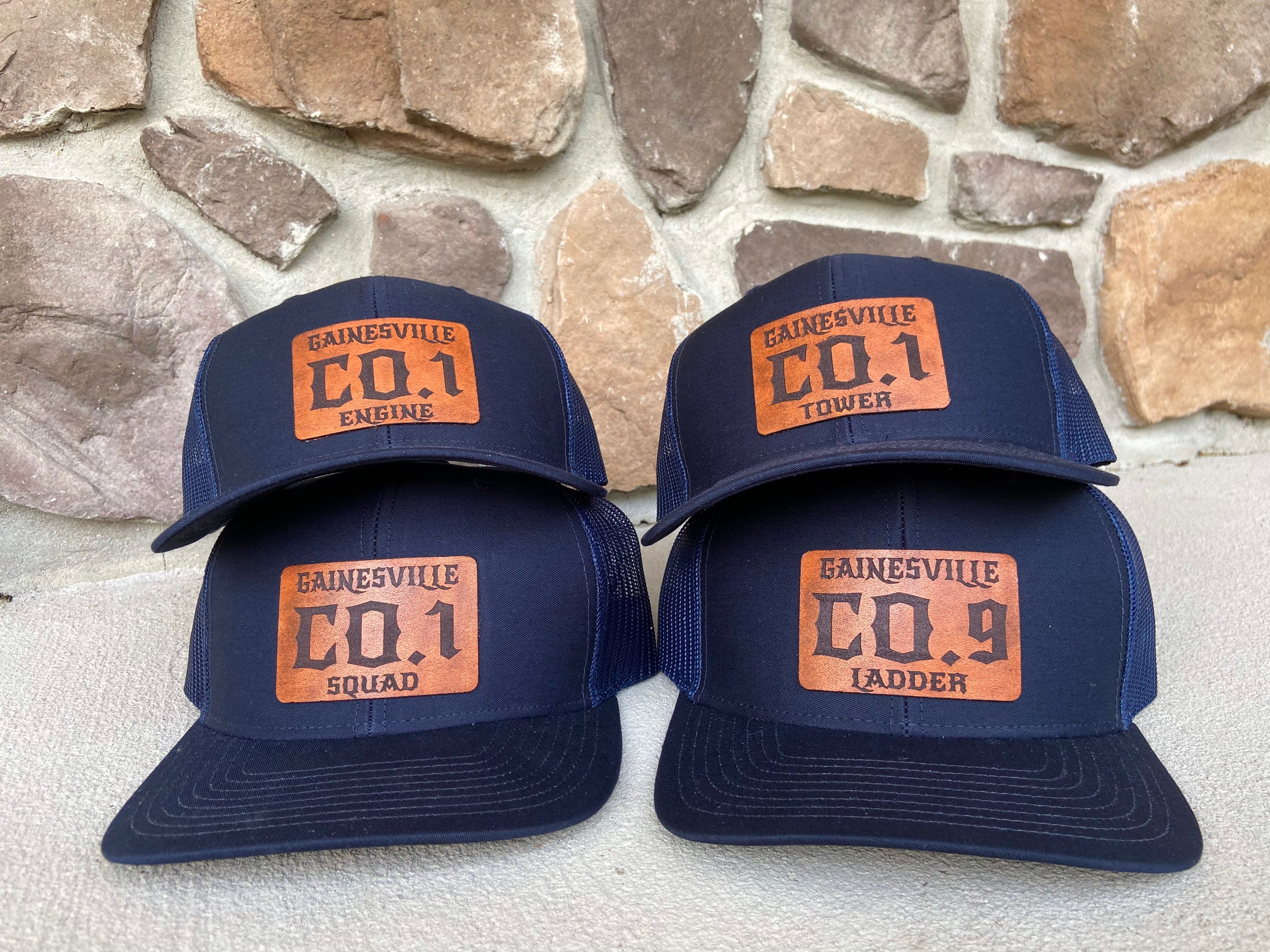 Fire Department Leather Patch Trucker Hat Custom Etsy