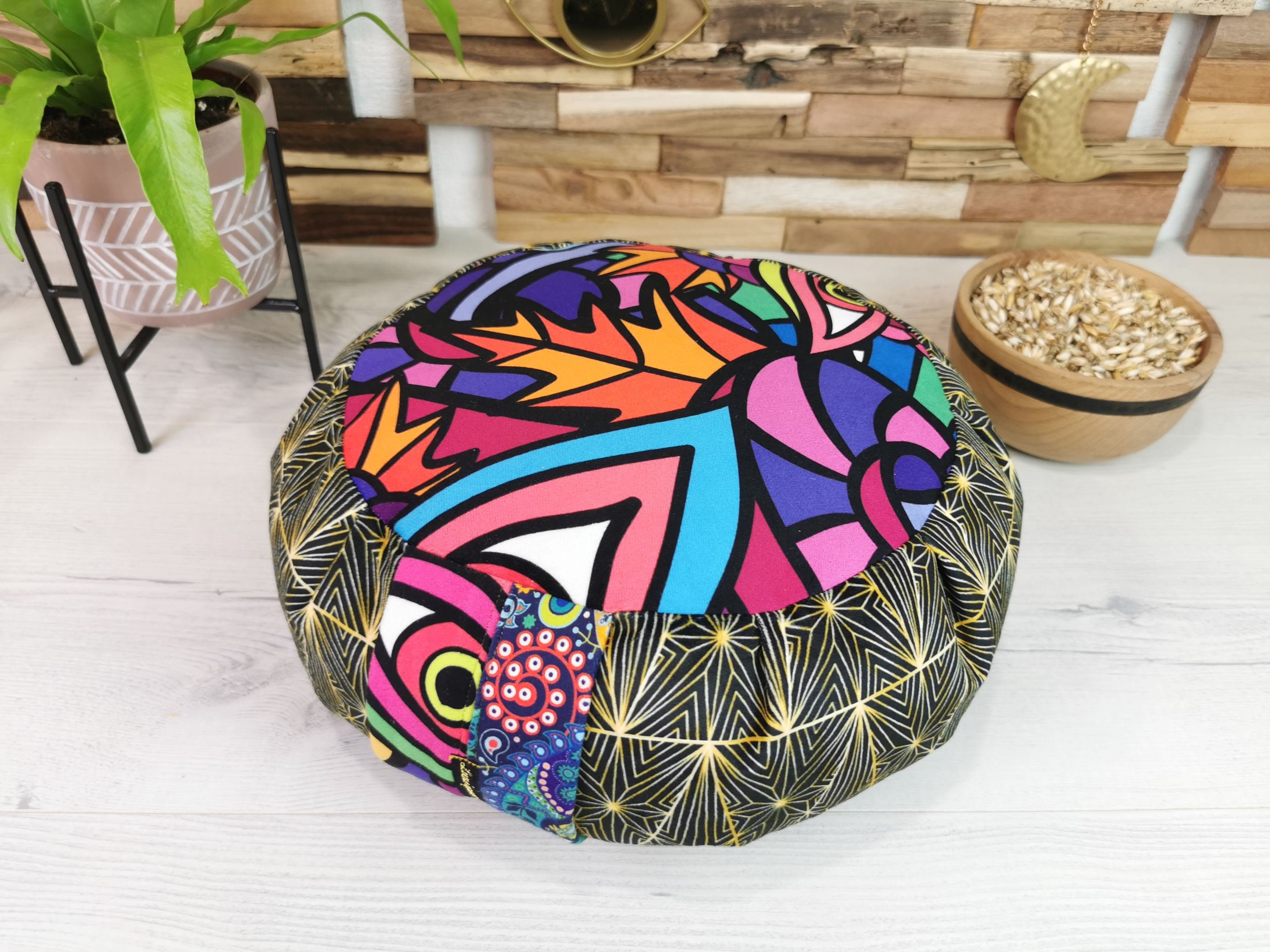 Coussin de Méditation et Yoga en Balle d'épeautre Bio Velours | Zafu Fait Main France
