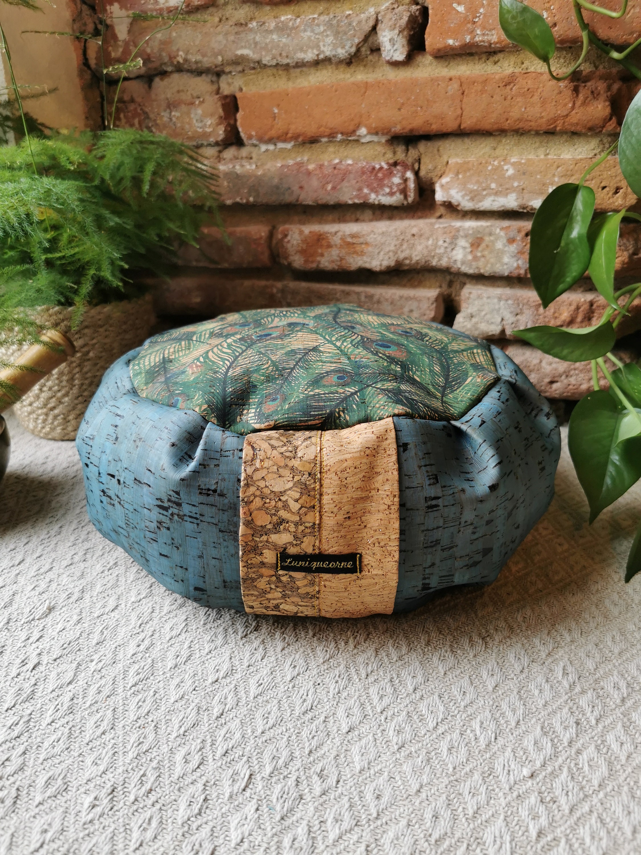 Coussin de Méditation et Yoga en Liège Luxe Garnis Balle d'épeautre Bio/Zafu Fait Main France