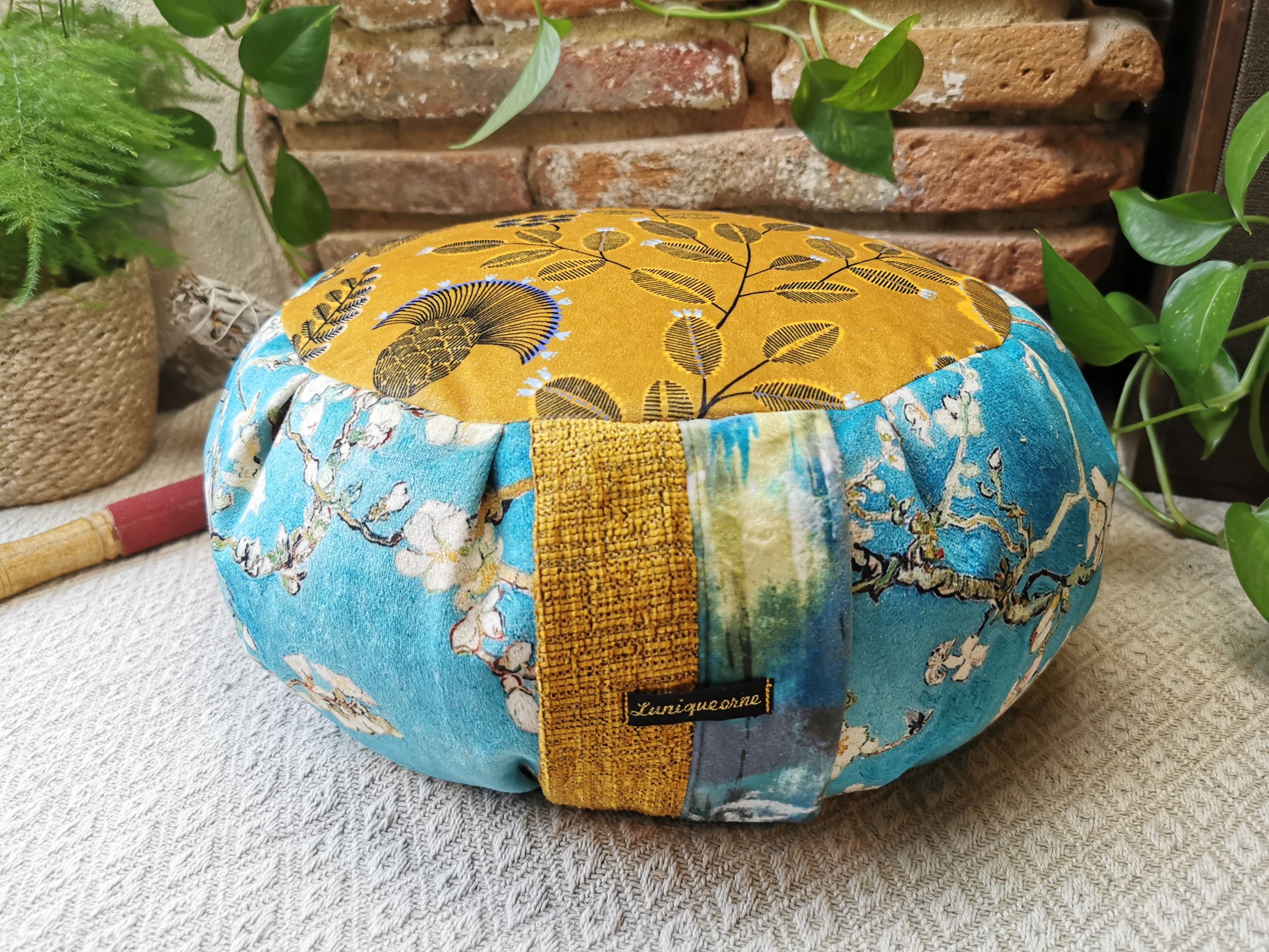 Coussin de Méditation et Yoga en Balle d'épeautre Bio Velours | Zafu Fait Main France