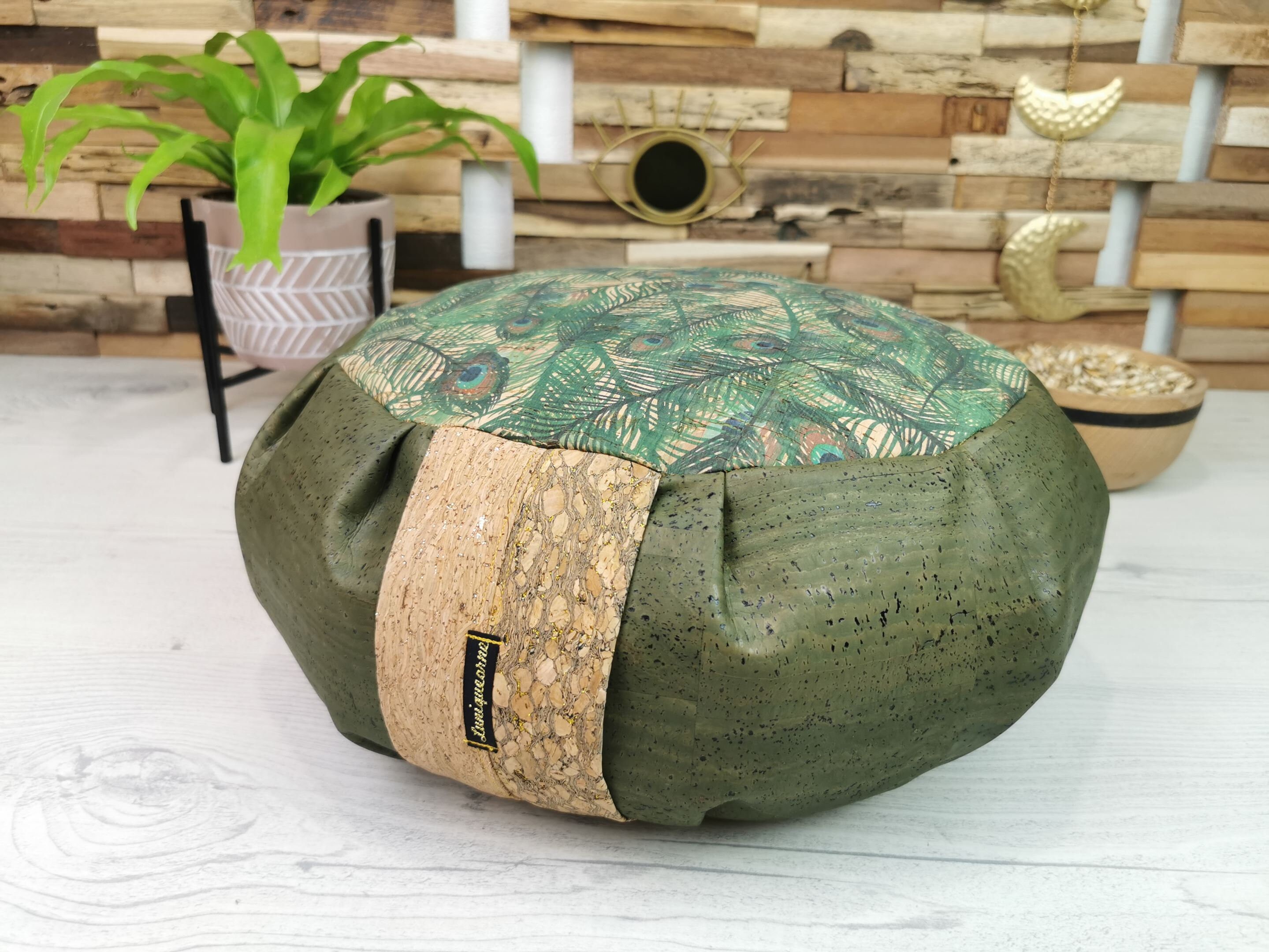 Zafu de Méditation et Yoga en Liège Luxe Garnis Balle d'épeautre Bio/Coussin Fait Main France