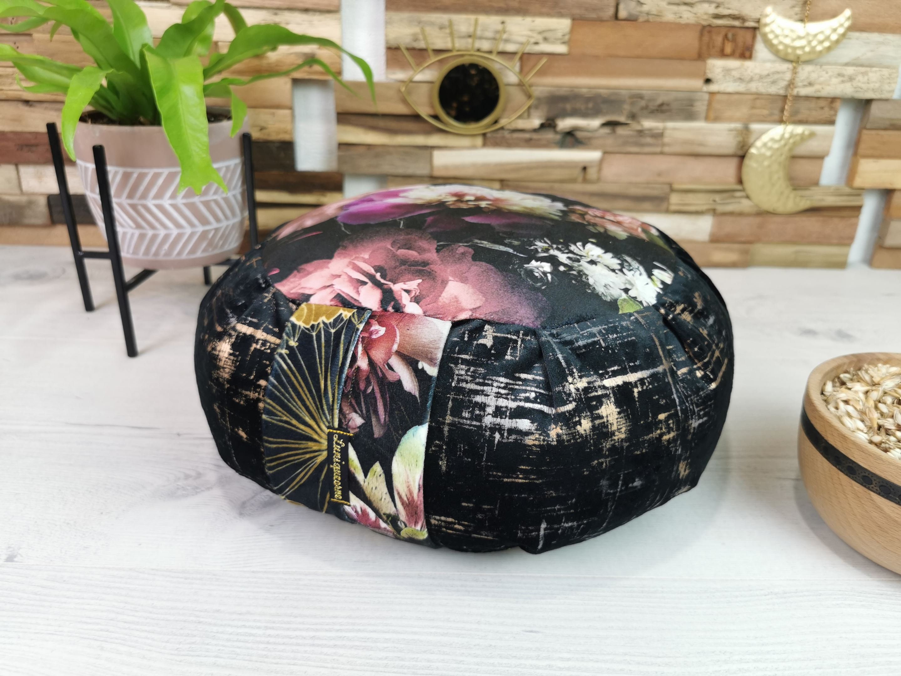 Coussin de Méditation et Yoga en Balle d'épeautre Bio Velours | Zafu Fait Main France