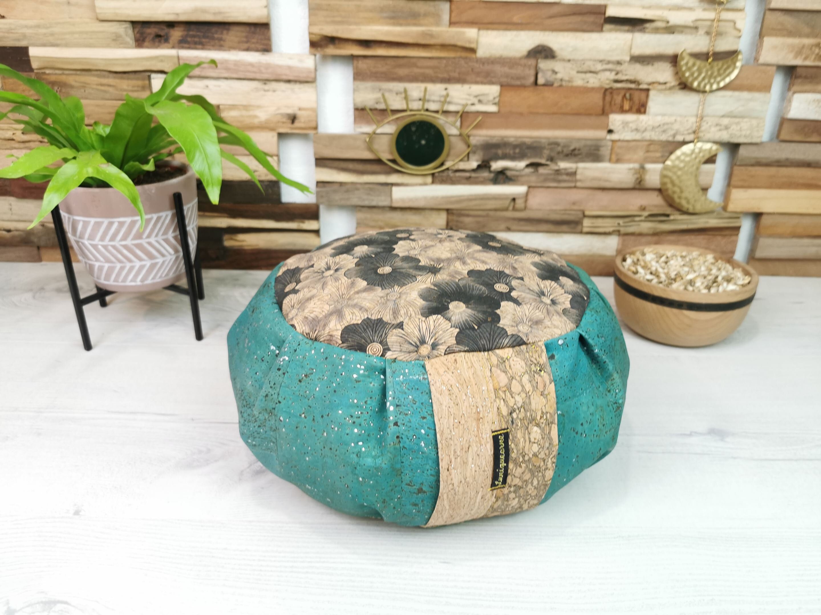 Coussin de Méditation et Yoga en Liège Luxe Garnis Balle d'épeautre Bio/Zafu Fait Main France