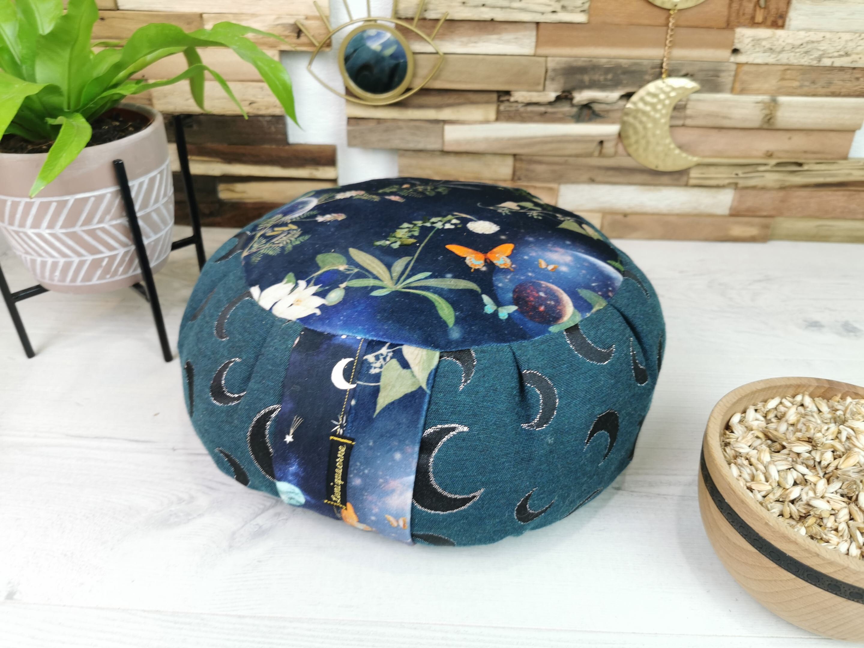 Zafu de Yoga Aux Balles d'épeautre Bio/Coussin Méditation Moon