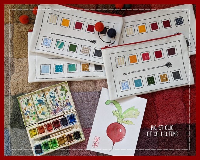 Trousse Enduite/Trousse Peinture/Trousse Aquarelle/Zéro Déchet/Tissus Recyclés/Unique/Originale/Don 