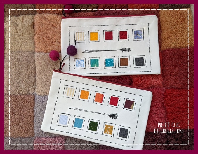 Trousse Enduite/Trousse Peinture/Trousse Aquarelle/Zéro Déchet/Tissus Recyclés/Unique/Originale/Don 