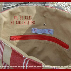 bucket bag / model Basque country, So'Bag bag bucket ... not foolish Basque stripes, tent canvas, belt handle, unique, closed pocket, gift image 5