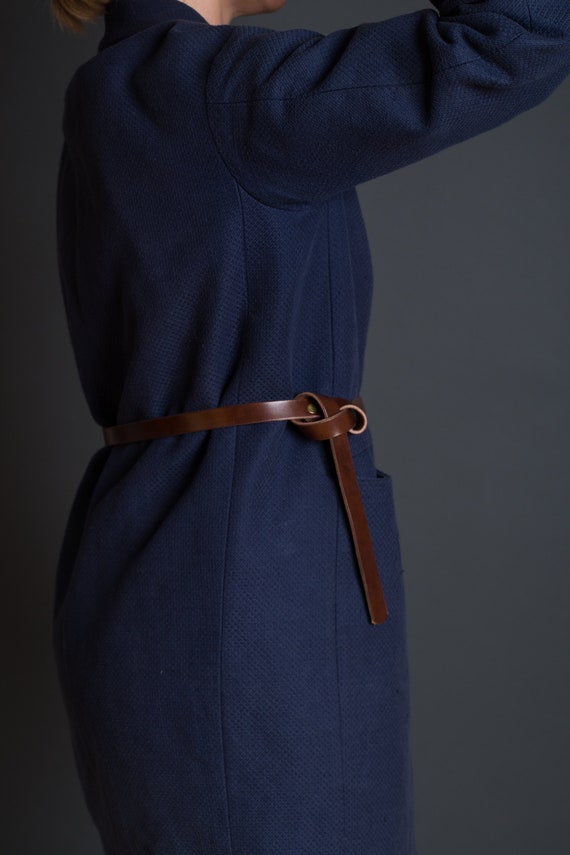 Leather knotted and tied leather belt