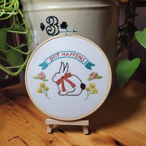 Bunny Embroidery Hoop Art: Funny Sarcastic Decor
