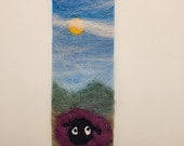 Needle Felted Bookmark: Sheep on Beach, Handmade Wool Art