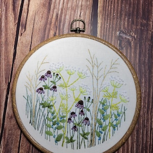 Floral Embroidery Hoop Art: Hand-Stitched Garden Flowers (8 inch)