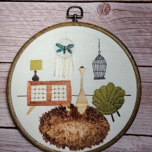 Embroidery art- embroidery wall hanging- home decor hoop art- finished embroidery-living room home decor- hand embroidered- unique gift