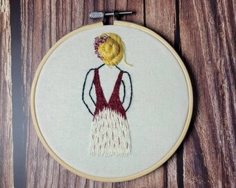 Embroidery art- embroidery wall hanging embroidered hair-hoop art- finished embroidery- embroidery home decor- hand embroidered-3D hoop art