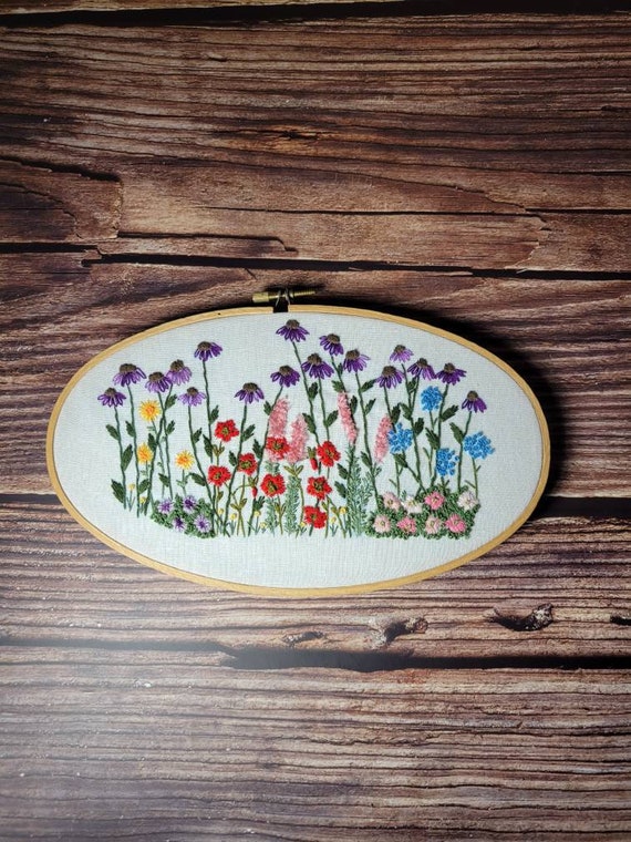 Embroidery Art Embroidery Wall Hanging Flower Hoop Art Etsy