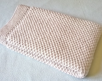 Couverture bébé tricot fait main gris clair