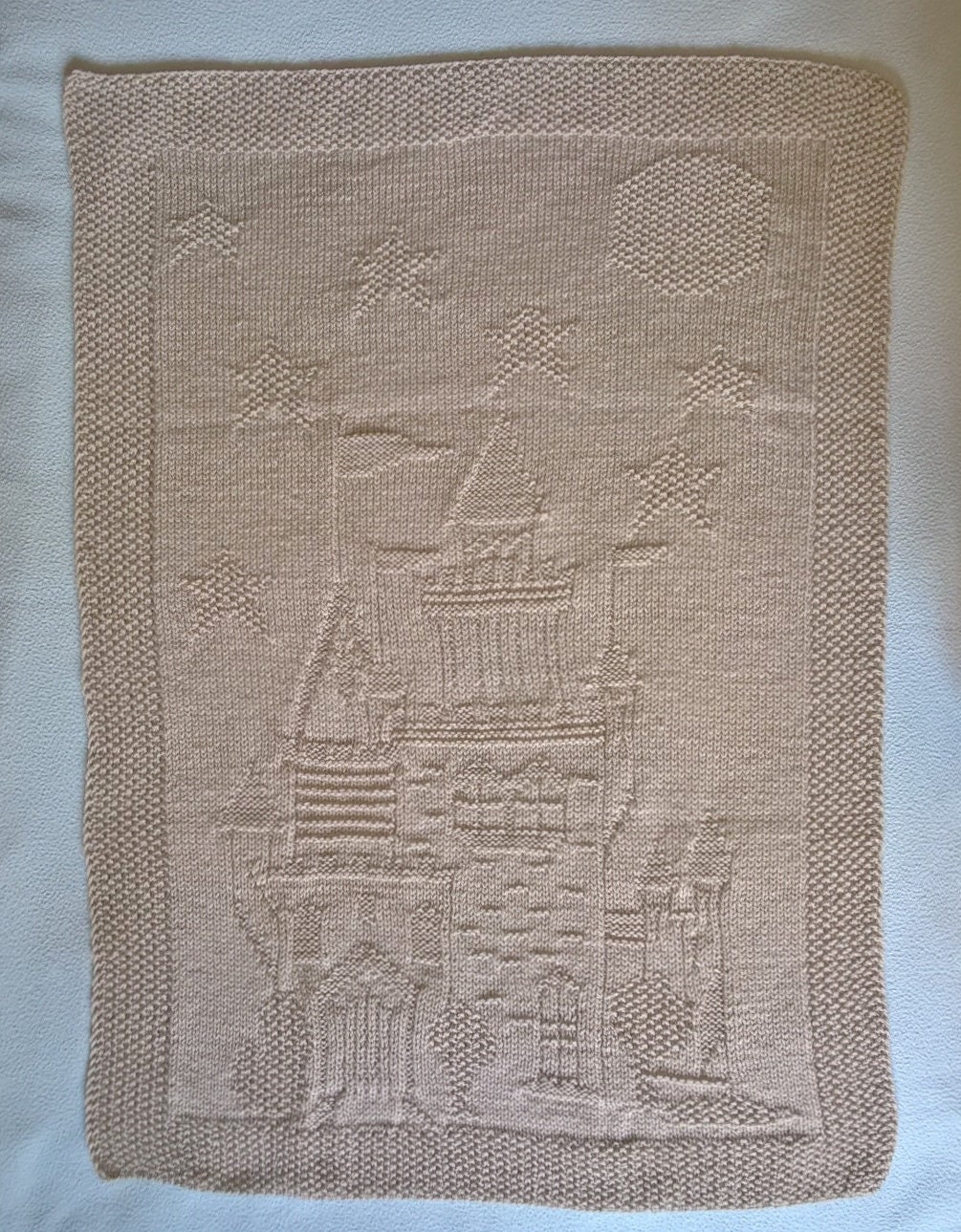 Gray Handmade Knitted Castle Fort Pattern Blanket for Baby - Etsy