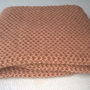 Handmade knitted baby blanket light brown, camel, candied brown, dark beige