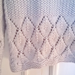 Pull Femme Perlé Diamant - Motif Carreaux - Rose Foncé - Taille Unique - Neuf Avec étiquettes
