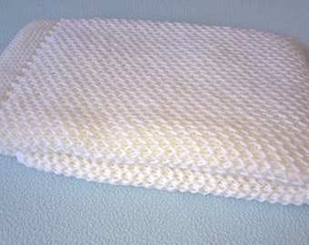 Couverture Mérinos écru bébé tricot fait main