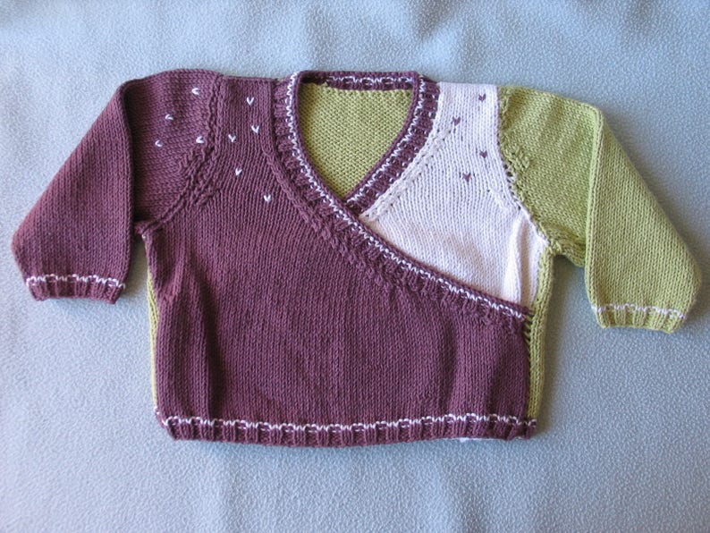 Heart-warming sweater for 12-month-old girl in handmade knit image 1