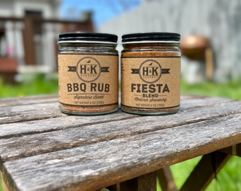 H&K Gourmet Classic Combo Pack | Gourmet Spice Blends | BBQ Rub | Fiesta Blend | Glass Jars | Vegan | Gluten Free