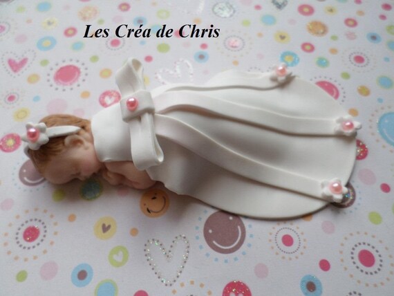 Bebe Fimo Fille En Robe De Bapteme Etsy France