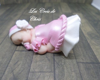 Bébé fimo fille robe de baptême au choix.