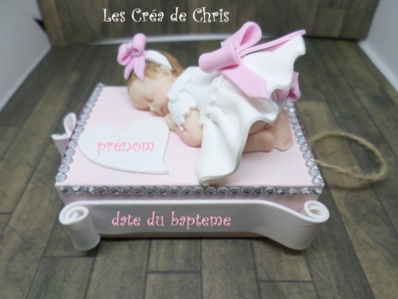 Au Choix Boite Dragees Avec Son Bebe Fimo Fille Tenue De Etsy