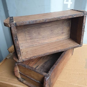 Vintage Brick Mould Wooden Storage Box Display Crate