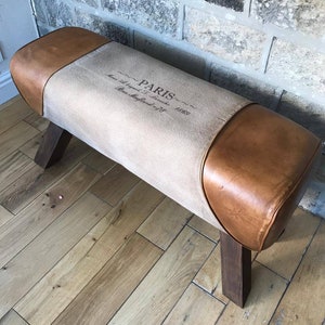 Genuine Leather and Canvas Bench Pommel Horse Style