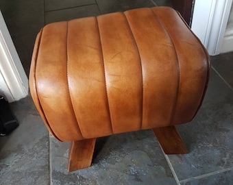 Genuine leather Foot Stool pouffe Pommel Horse style bench