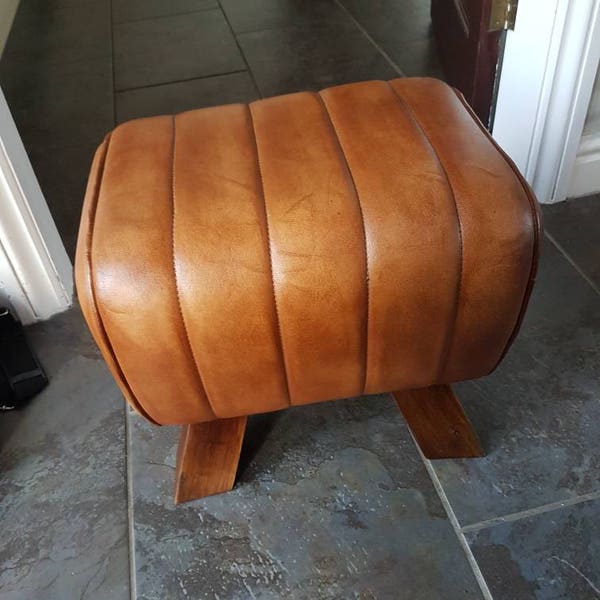 Genuine leather Foot Stool pouffe Pommel Horse style bench