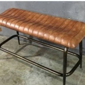 industrial style leather bench