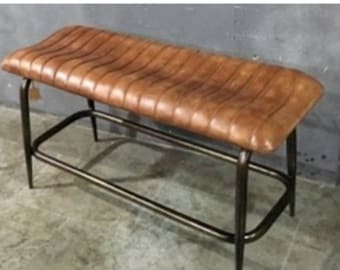 industrial style leather bench