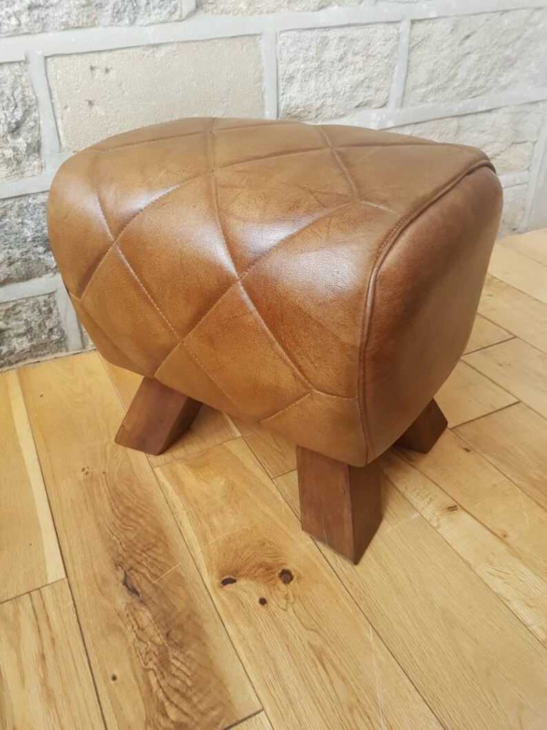 Genuine Large leather Bench pommel horse style Foot stool