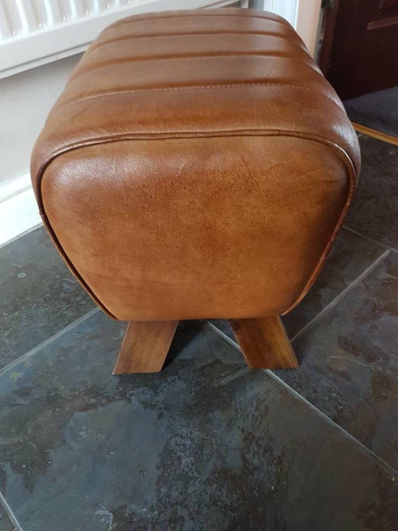Genuine Leather Foot Stool Pouffe Pommel Horse Style Bench Etsy