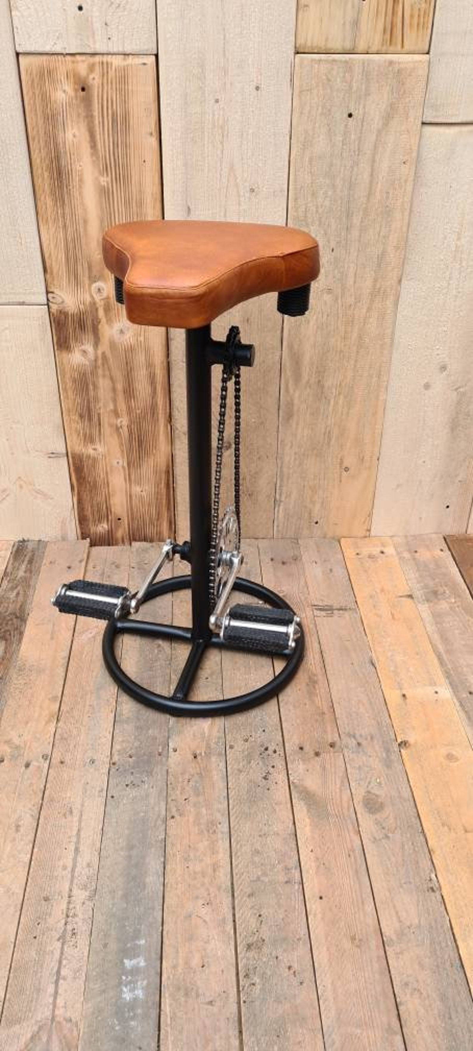 Vintage Bicycle style Bar Stool Genuine Leather Kitchen Etsy