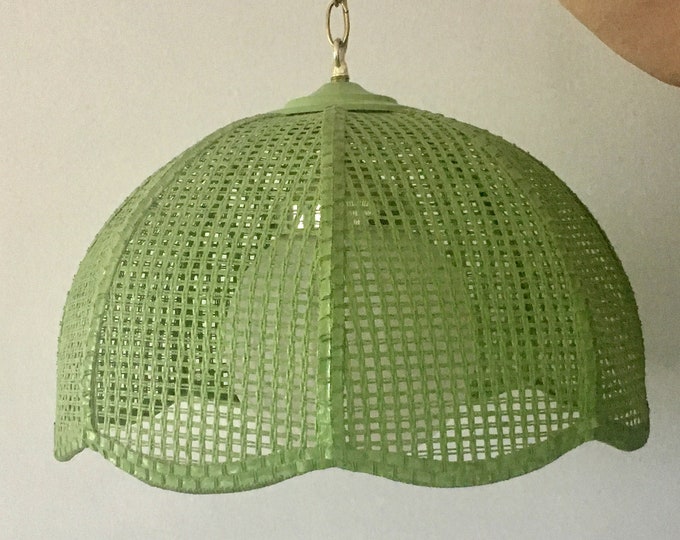 Vintage Mid Century Wicker Swag Lamp/hanging Light/basket Etsy