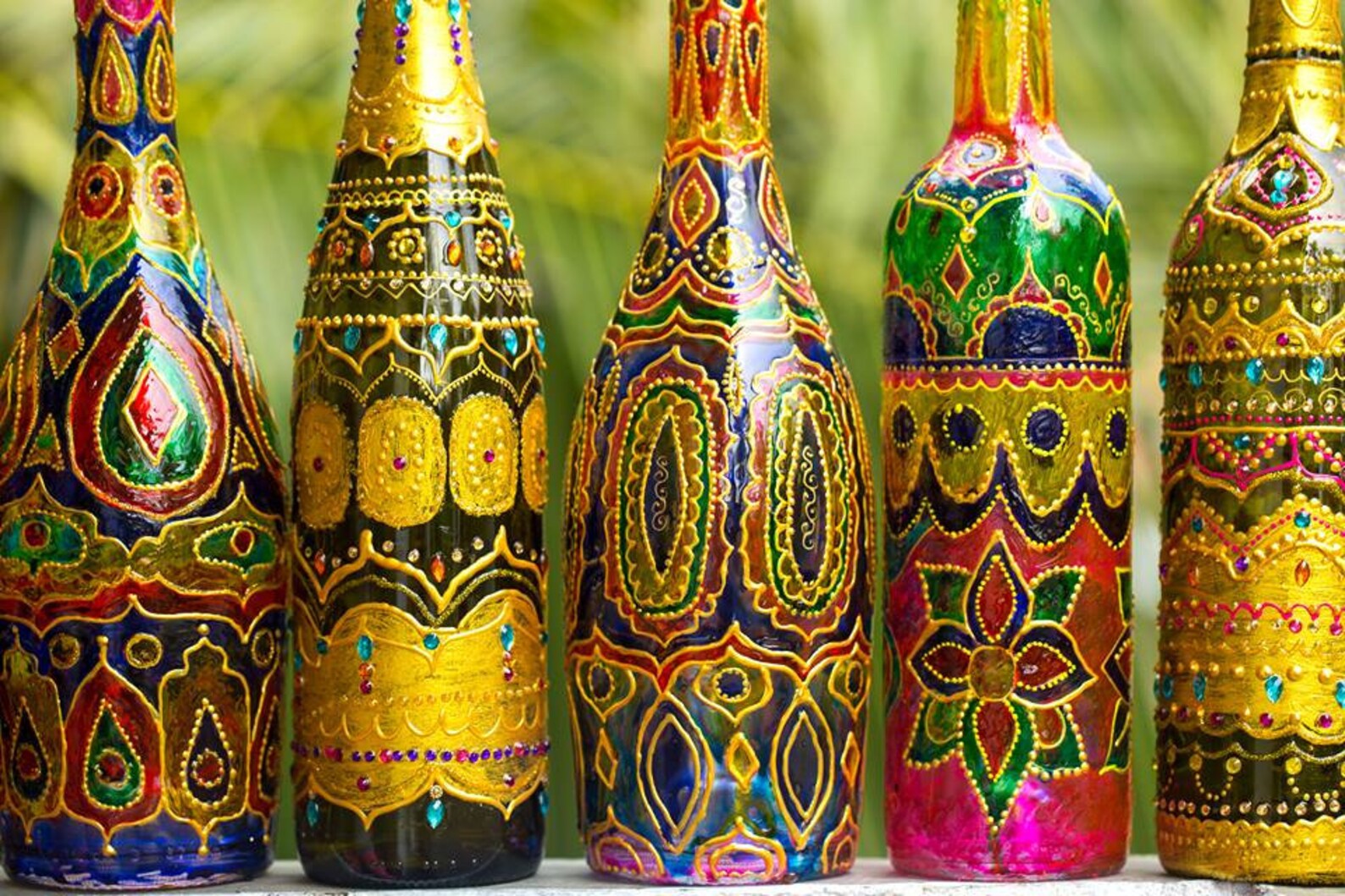 Stained glass bottle Stained glass vase Hand painted Oil Etsy