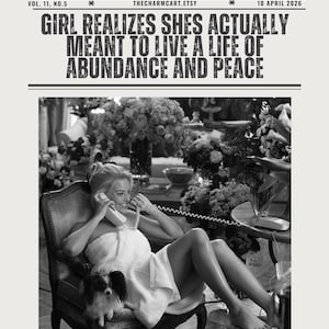 Abundance and Peace Art Print | Feminist Wall Art | Positive Affirmation Poster | Iconic New York Women Print | Modern Home & Office Decor