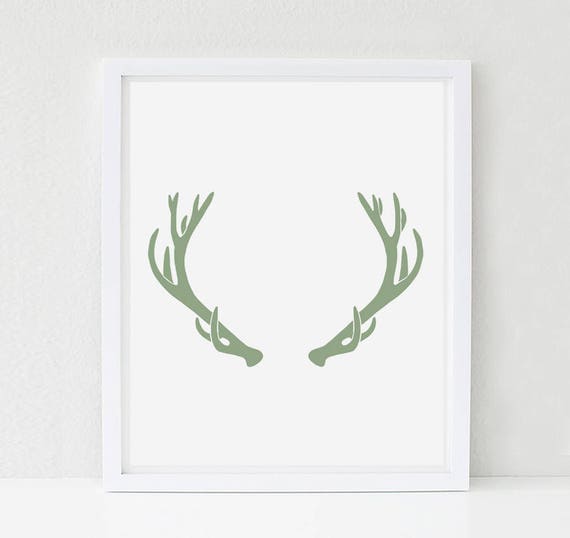 Antler Wall Art Elk Woodland Nursery Art Kids Woodland Bedroom Woodland Decor Woodland Animal Print Antler Decor Rustic Bedroom